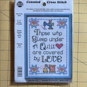 Counted Cross Stitch Kit - Blue and Pink